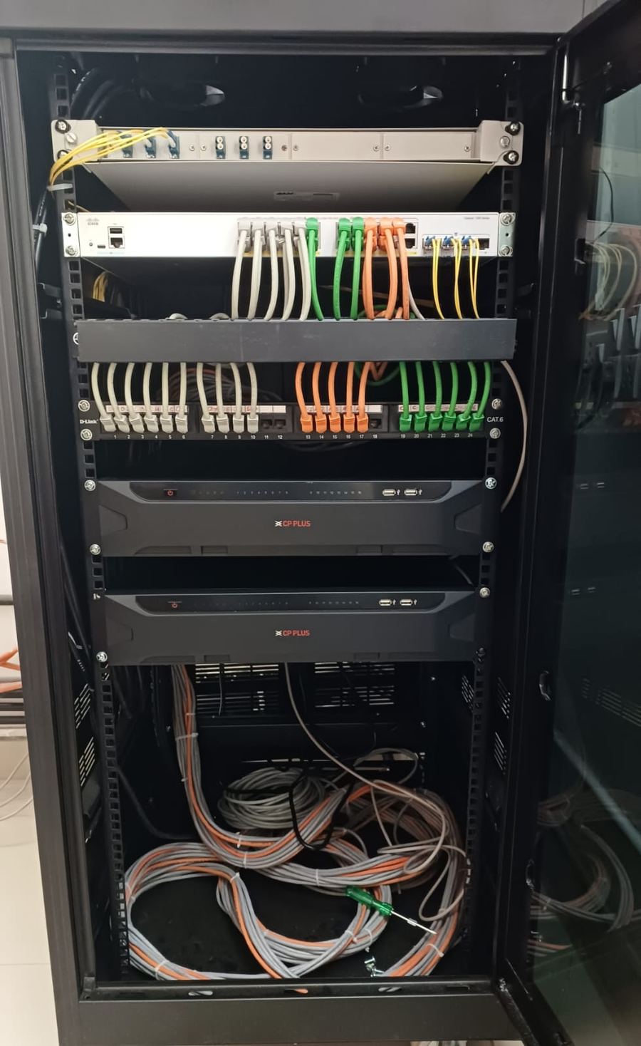 Network rack installed and cabled by the GRE team